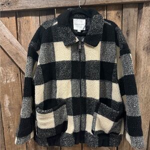 American eagle buffalo plaid Sherpa jacket